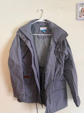 Columbia Slate Gray Hooded Waterproof Shell Jacket